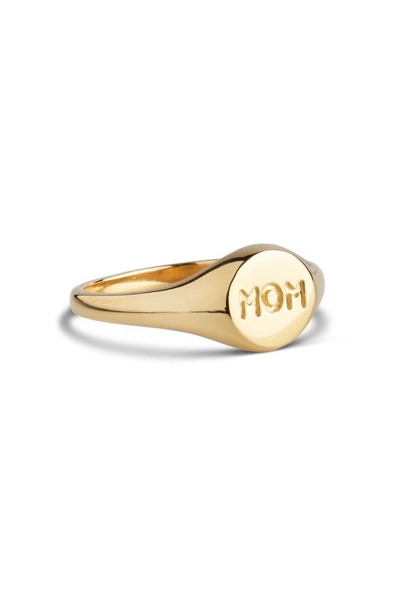 Enamel - Ring - Mom Signet Ring - Gold