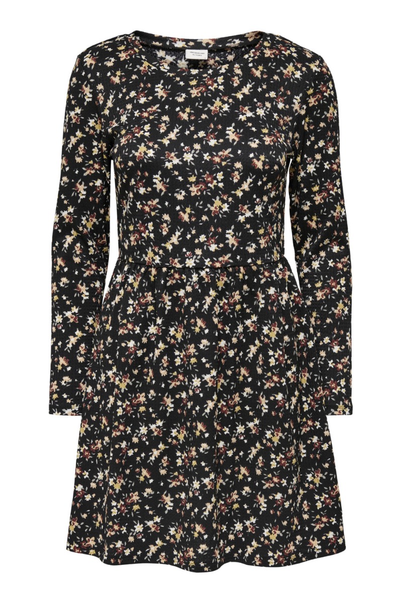 JDY - Kjole - Claude LS Dress - Black/Multi Flower