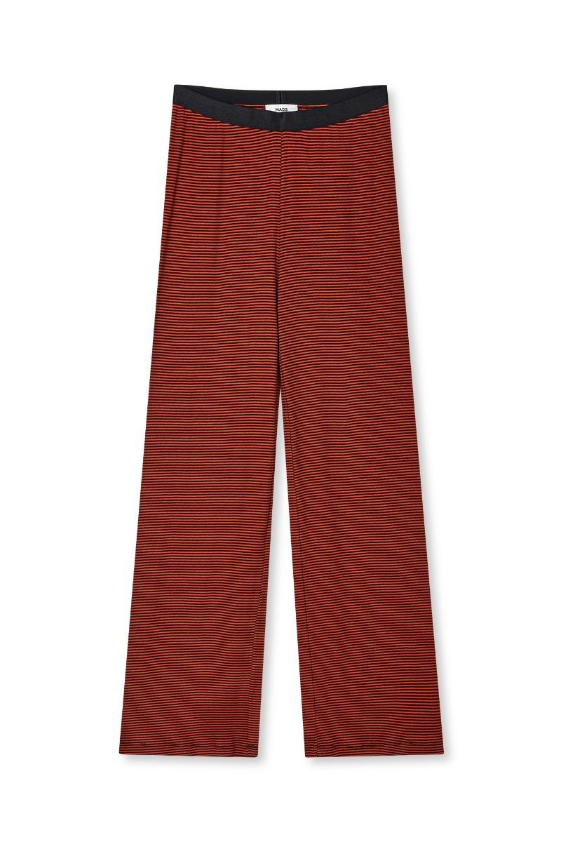 Mads Nørgaard - Bukser - 2X2 Cotton Stripe Velon Pants - Fiery Red/Black
