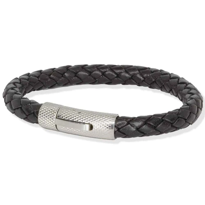 Riffle læderarmbånd sort.