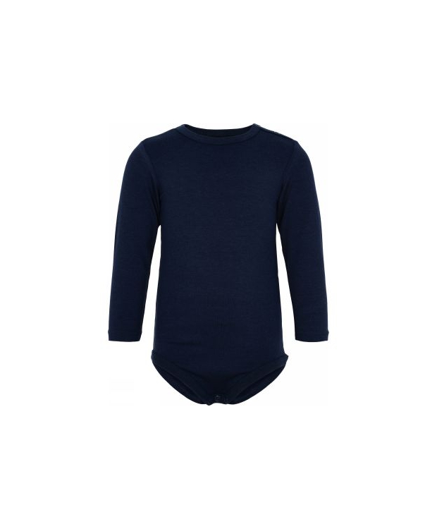 JBS of Denmark langærmet bodystocking i navy til baby | FSC bambus