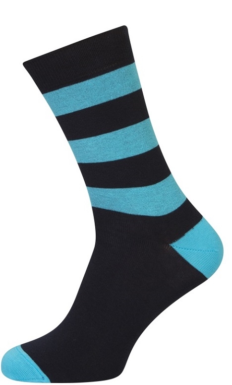 Sorte strømper med blå striber str. 43-46